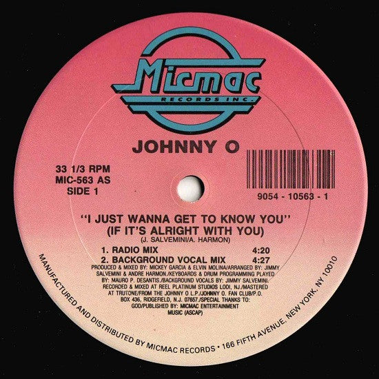 Johnny O : I Just Wanna Get To Know You (If It's Alright With You) / Don't Go Away (12", Single)
