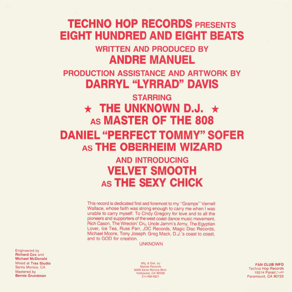 The Unknown DJ : 808 Beats (Eight Hundred And Eight Beats) (12")