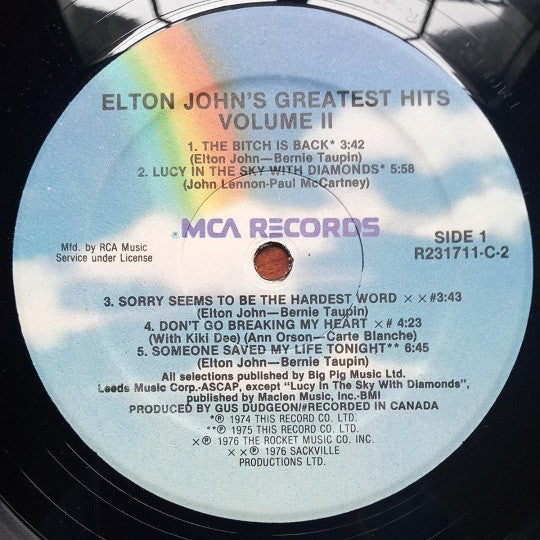 Elton John : Greatest Hits Volumes One And Two (2xLP, Comp, Club, Ind)