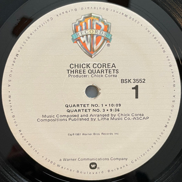 Chick Corea : Three Quartets (LP, Album)