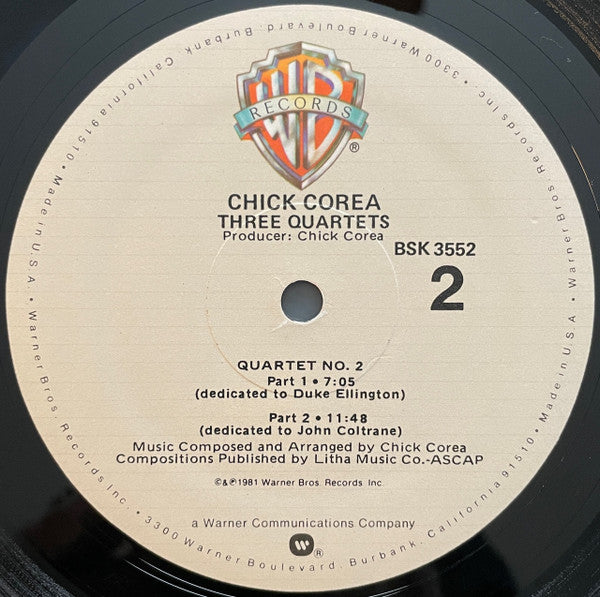 Chick Corea : Three Quartets (LP, Album)