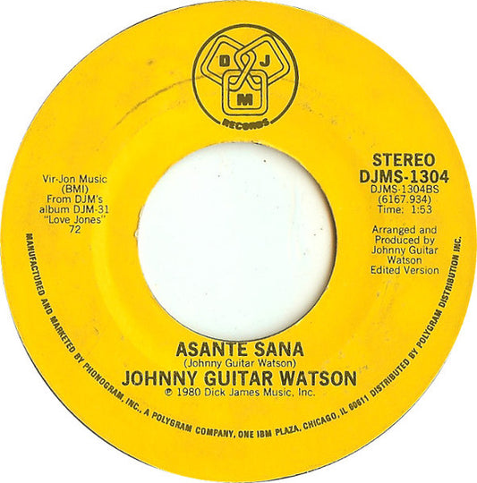 Johnny Guitar Watson : Love Jones / Asante Sana (7", 72)