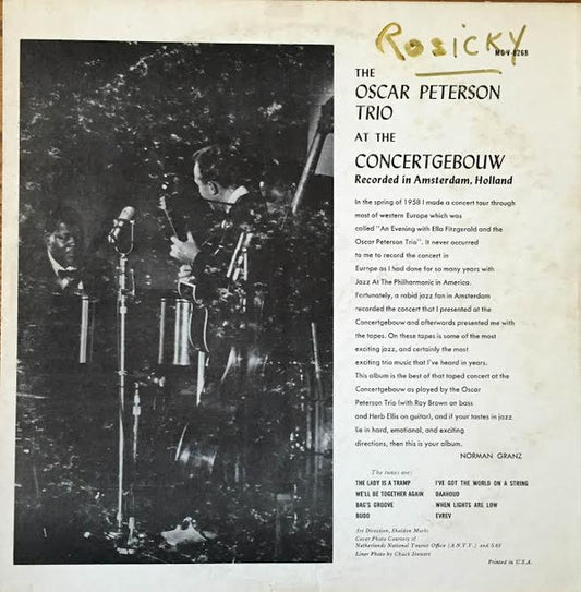 The Oscar Peterson Trio : At The Concertgebouw (LP, Mono)