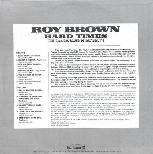 Roy Brown : Hard Times (LP, Album)