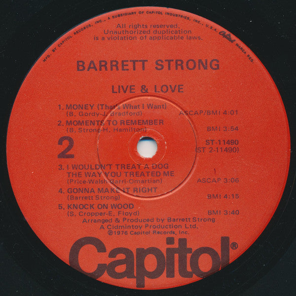 Barrett Strong : Live & Love (LP, Album)