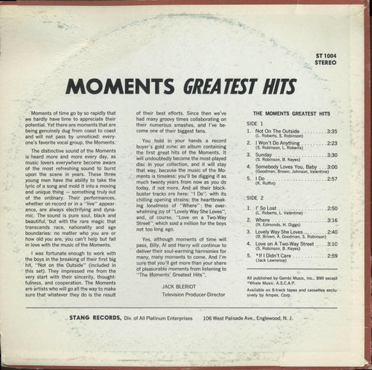 The Moments - The Moments Greatest Hits vinyl record, LP (Very Good Plus (VG+)) | Lulo Records