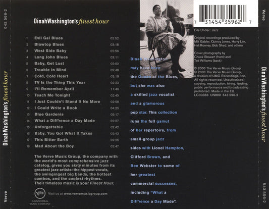 Dinah Washington - Dinah Washington's Finest Hour vinyl record, CD (Mint (M)) | Lulo Records