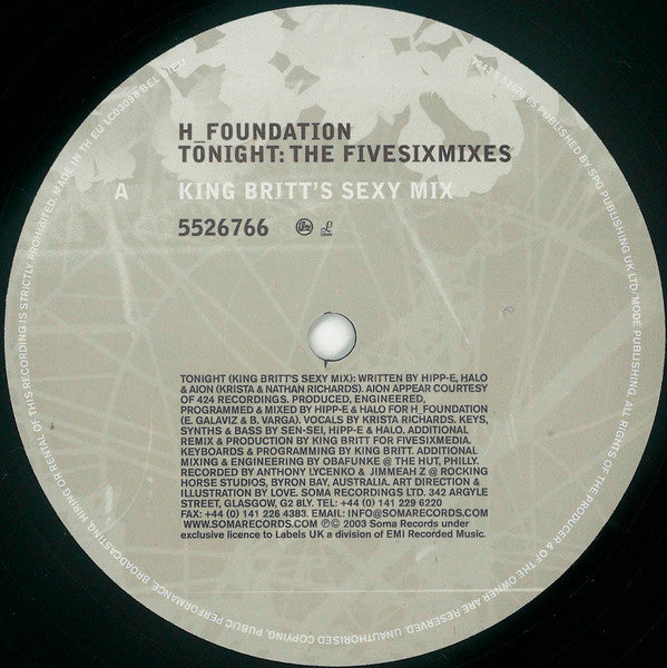 H-Foundation : Tonight: The FiveSixMixes (12")