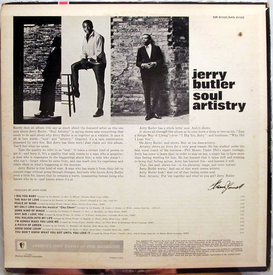 Jerry Butler - Soul Artistry vinyl record, LP (Very Good (VG)) | Lulo Records