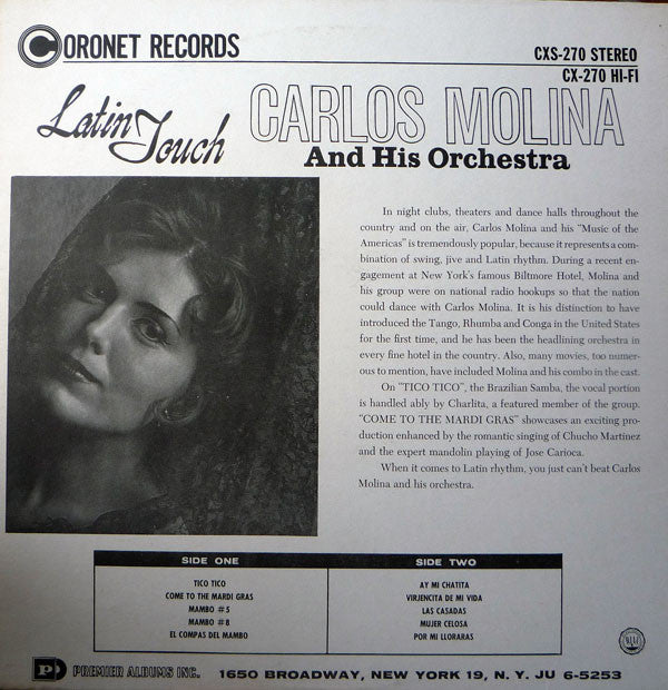 Carlos Molina And His Orchestra : Latin Touch (LP, Album)