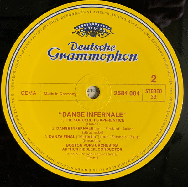 Boston Pops Orchestra, Arthur Fiedler, Modest Mussorgsky / Camille Saint-Saëns / Aram Khatchaturian / Paul Dukas / Igor Stravinsky / Alberto Ginastera : Danse Infernale (LP, Album)