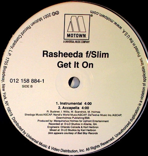Rasheeda - Get It On vinyl record, 12" (Near Mint (NM or M-)) | Lulo Records