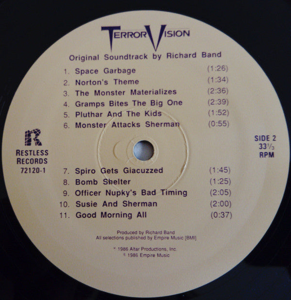Richard Band, Fibonaccis* : Terror Vision (Original Motion Picture Soundtrack) (LP)