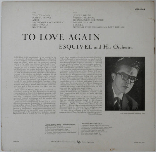 Esquivel And His Orchestra : To Love Again (LP, Album, Mono)