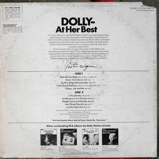 Dolly Parton : The Best Of Dolly Parton (LP, Comp, RCA)