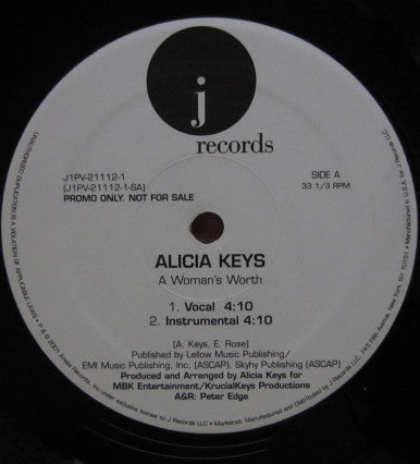 Alicia Keys : A Woman's Worth (12", Promo)