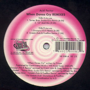Acid Factor - When Doves Cry (Remixes) vinyl record, 12" (Very Good Plus (VG+)) | Lulo Records