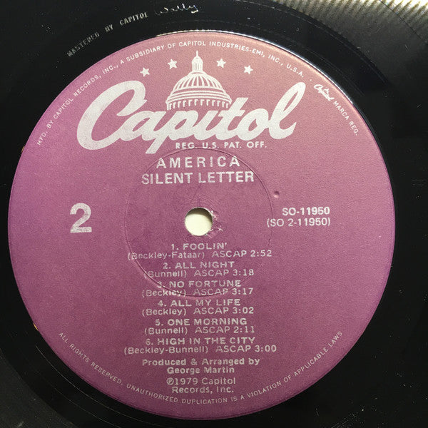 America (2) : Silent Letter (LP, Album, Jac)