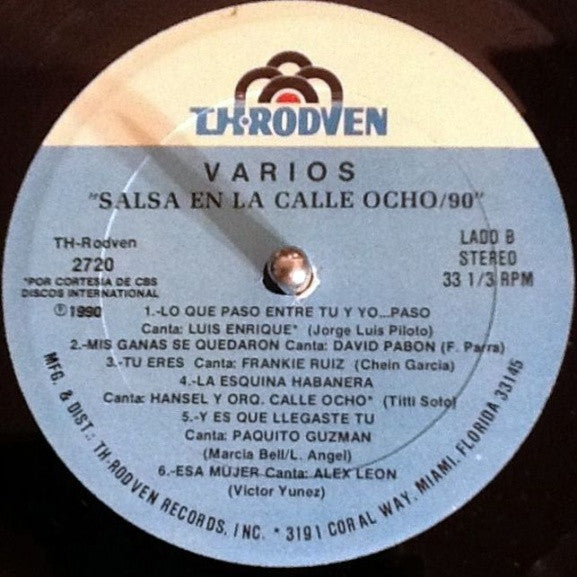 Various : Salsa En La Calle Ocho / 90 (LP, Comp)
