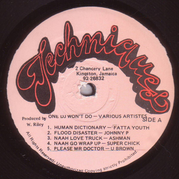 Various : One D.J. Won't Do (LP, Comp)
