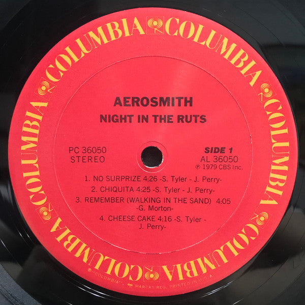 Aerosmith : Night In The Ruts (LP, Album, RE)
