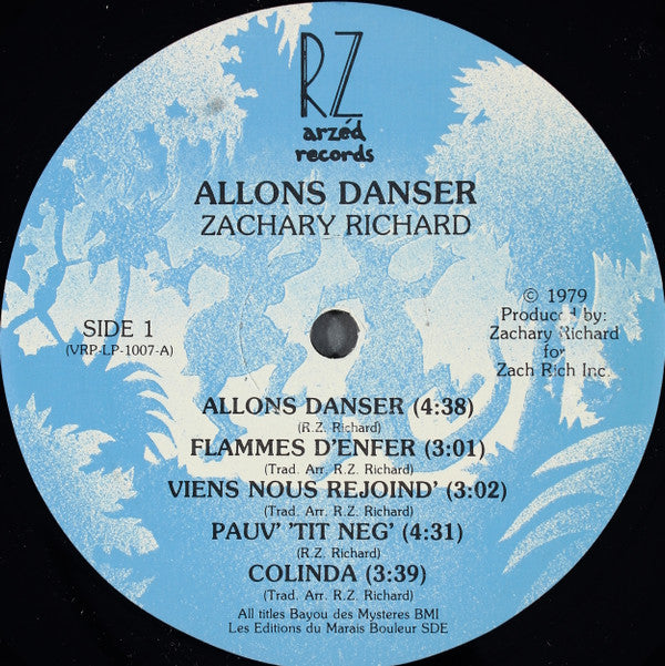Zachary Richard : Allons Danser (LP, Album, RE)