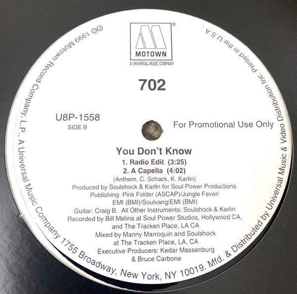 702 : You Don't Know (12", Promo)