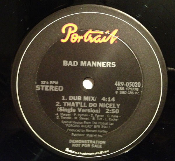 Bad Manners : That'll Do Nicely (12", Maxi, Promo)