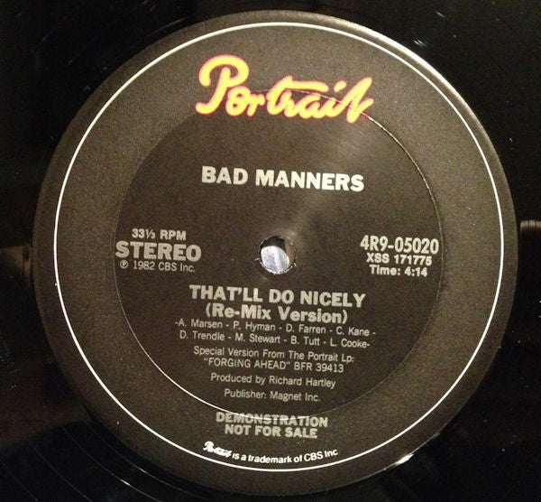 Bad Manners : That'll Do Nicely (12", Maxi, Promo)