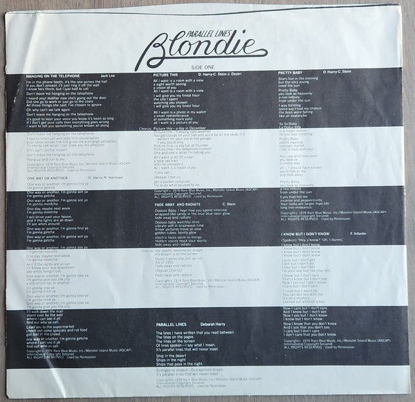Blondie : Parallel Lines (LP, Album, RE, San)