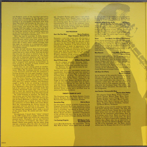 Benny Goodman : Live At Carnegie Hall (2xLP, Album, RE, RM, Gat)