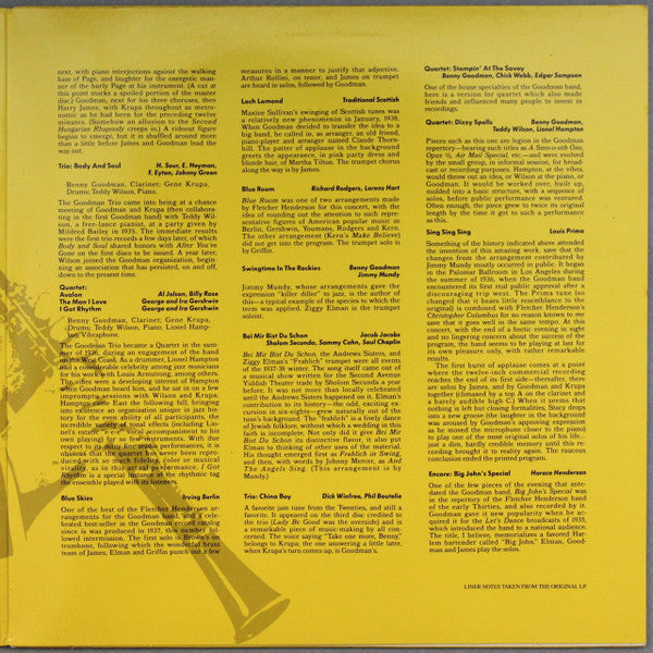 Benny Goodman : Live At Carnegie Hall (2xLP, Album, RE, RM, Gat)
