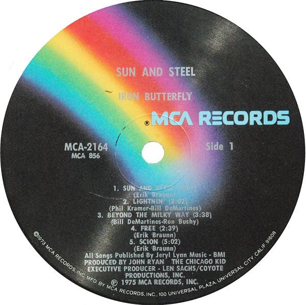 Iron Butterfly : Sun And Steel (LP, Album, Glo)