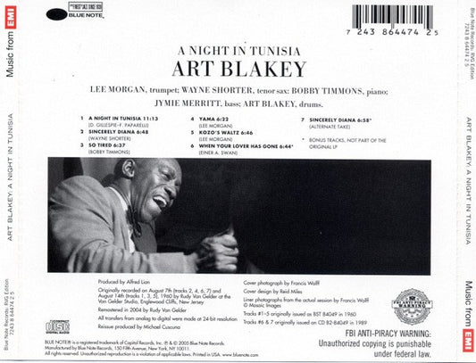 Art Blakey & The Jazz Messengers : A Night In Tunisia (CD, Album, RE, RM, 24-)