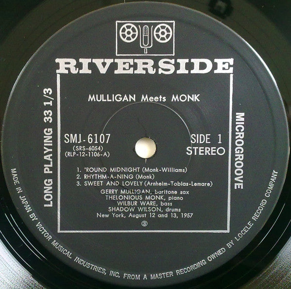 Thelonious Monk And Gerry Mulligan : Mulligan Meets Monk (LP, Album, RE)
