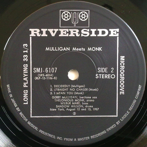 Thelonious Monk And Gerry Mulligan : Mulligan Meets Monk (LP, Album, RE)