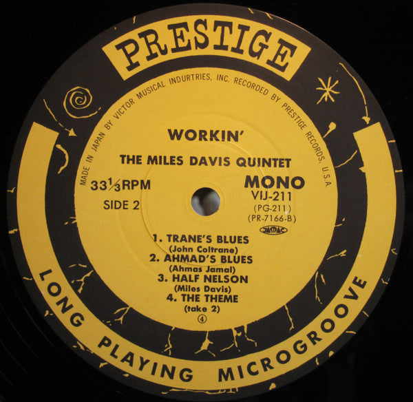 The Miles Davis Quintet : Workin' With The Miles Davis Quintet (LP, Album, Mono, RE)