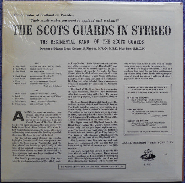 The Regimental Band Of The Scots Guards : The Scots Guards In Stereo (LP, Album)