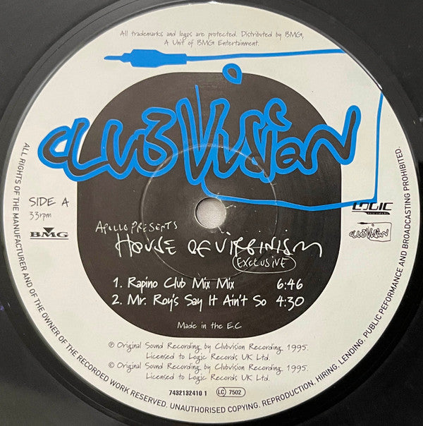 Apollo (4) Presents House Of Virginism : Exclusive (12")