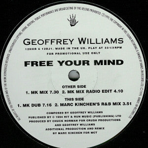 Geoffrey Williams : Free Your Mind (12", Promo)