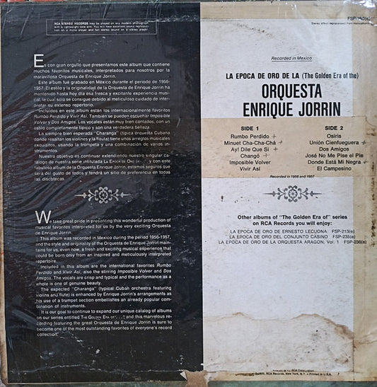 Enrique Jorrin Y Su Orquesta : La Epoca de Oro Orquesta Enrique Jorrin (LP, Comp)