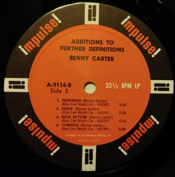 Benny Carter : Additions To Further Definitions (LP, Album, Mono)