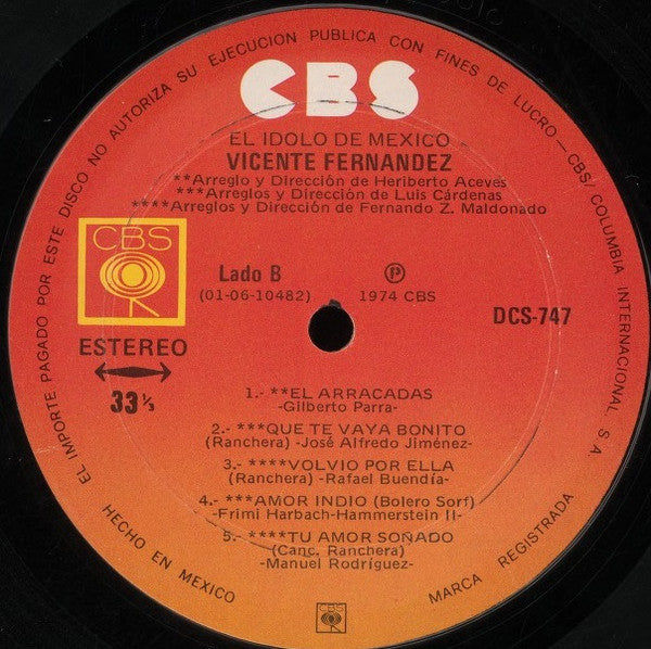 Vicente Fernandez : El Idolo De México (LP, Album, RE, RP, Gat)