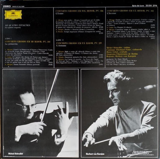 Antonio Vivaldi • Michel Schwalbé, Berliner Philharmoniker, Herbert Von Karajan : Le Quattro Stagioni - As Quatro Estações (LP, Album)