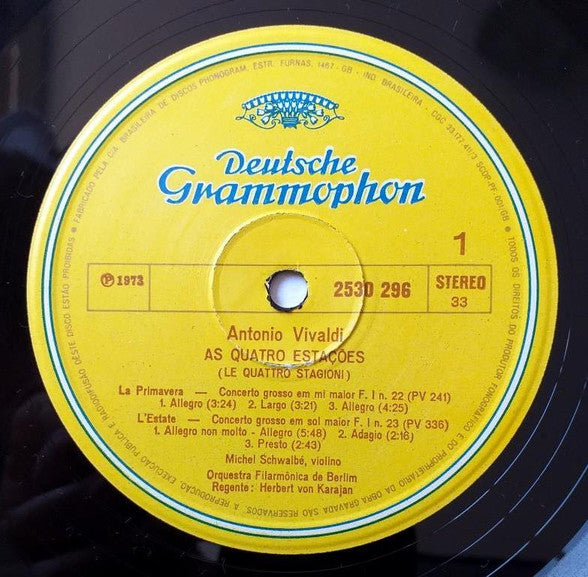 Antonio Vivaldi • Michel Schwalbé, Berliner Philharmoniker, Herbert Von Karajan : Le Quattro Stagioni - As Quatro Estações (LP, Album)