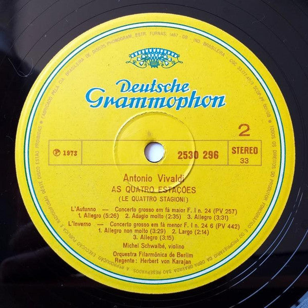 Antonio Vivaldi • Michel Schwalbé, Berliner Philharmoniker, Herbert Von Karajan : Le Quattro Stagioni - As Quatro Estações (LP, Album)
