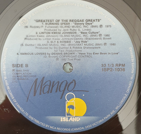 Various : The Greatest Of The Reggae Greats (2xLP, Smplr)