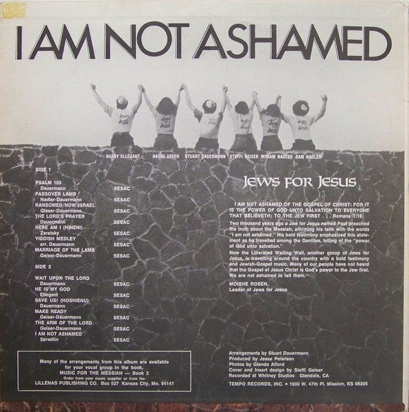 The Liberated Wailing Wall : I Am Not Ashamed (LP, Album, Bla)