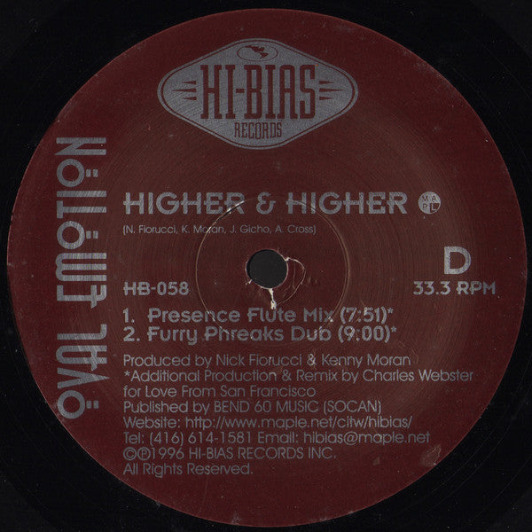 Oval Emotion : Higher & Higher (2x12")