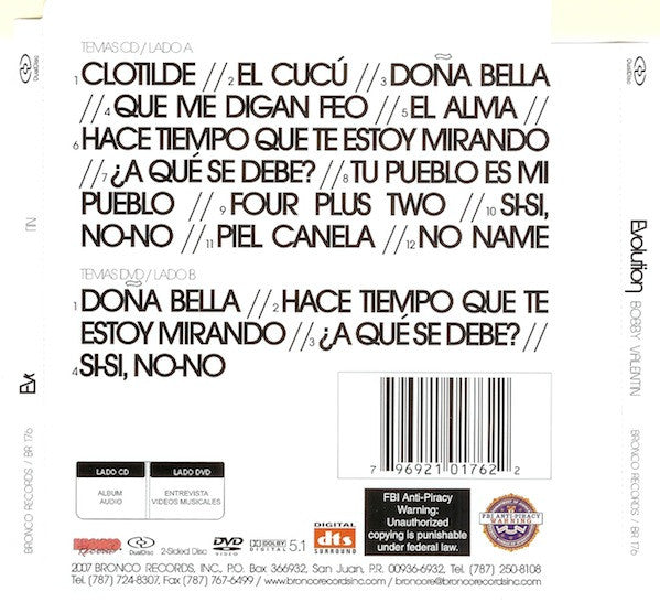 Bobby Valentin Invitados Giselle*, Bernie Williams (3), Ray De La Paz, Paoli Mejias, Luis Marin : Evolution (Hybrid, DualDisc, Album)